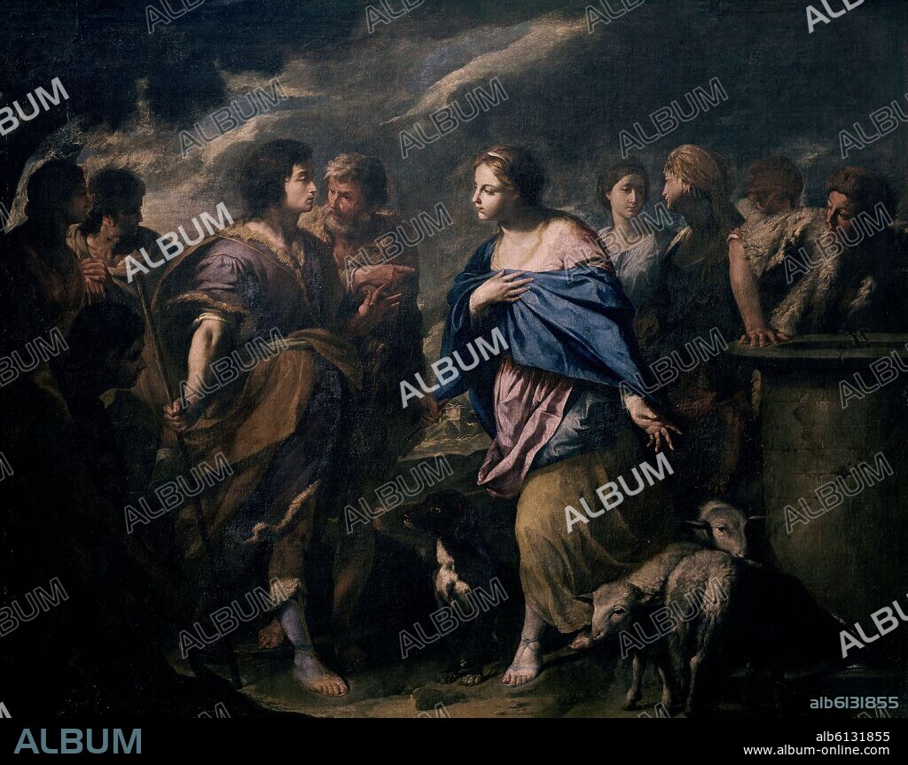 ANDREA VACCARO (1604-1670). ENCUENTRO DE REBECA E ISAAC - SIGLO XVII.