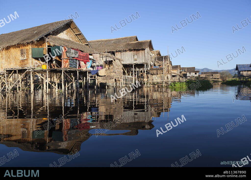 Stilt houses in local village, Inle Lake, Shan State, Myanmar (Burma), Asia.