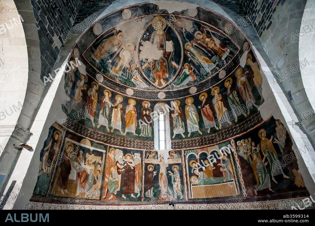 Pinturas murales del ábside de la Basílica de la Santísima Trinidad de Saccargia, Siglo XII, Codrongianos, Cerdeña, Italia.