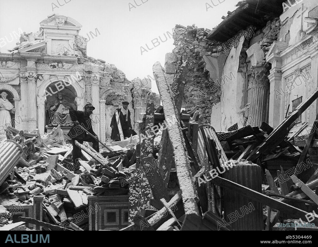 Saint Peter Church Ruins After The Marsica Earthquake. Alba Fucens. L'aquila. Abruzzo. Italy. 1955 1957.
