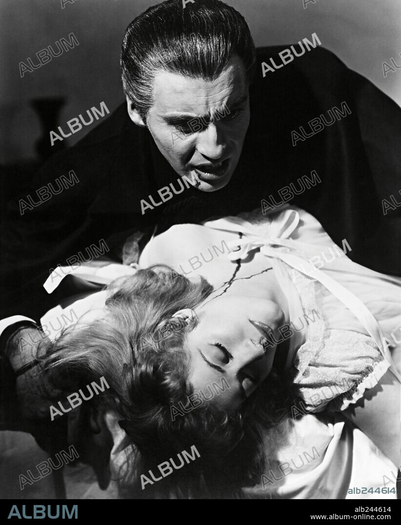 CHRISTOPHER LEE and MELISSA STRIBLING in DRACULA, 1958, directed by TERENCE FISHER. Copyright HAMMER FILM PRODUCTIONS.