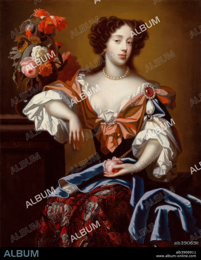 SIMON PIETERSZ VERELST. Mary of Modena. Date/Period: Ca. 1680. Painting. Oil on canvas. Height: 1,257 mm (49.48 in); Width: 1,027 mm (40.43 in).