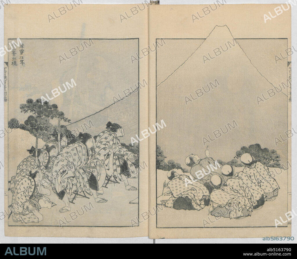 KATSUSHIKA HOKUSAI. Mount Fuji of the Mists (Vol. 1); Mount Fuji of the Ascending Dragon (Vol. 2), 1834-35.