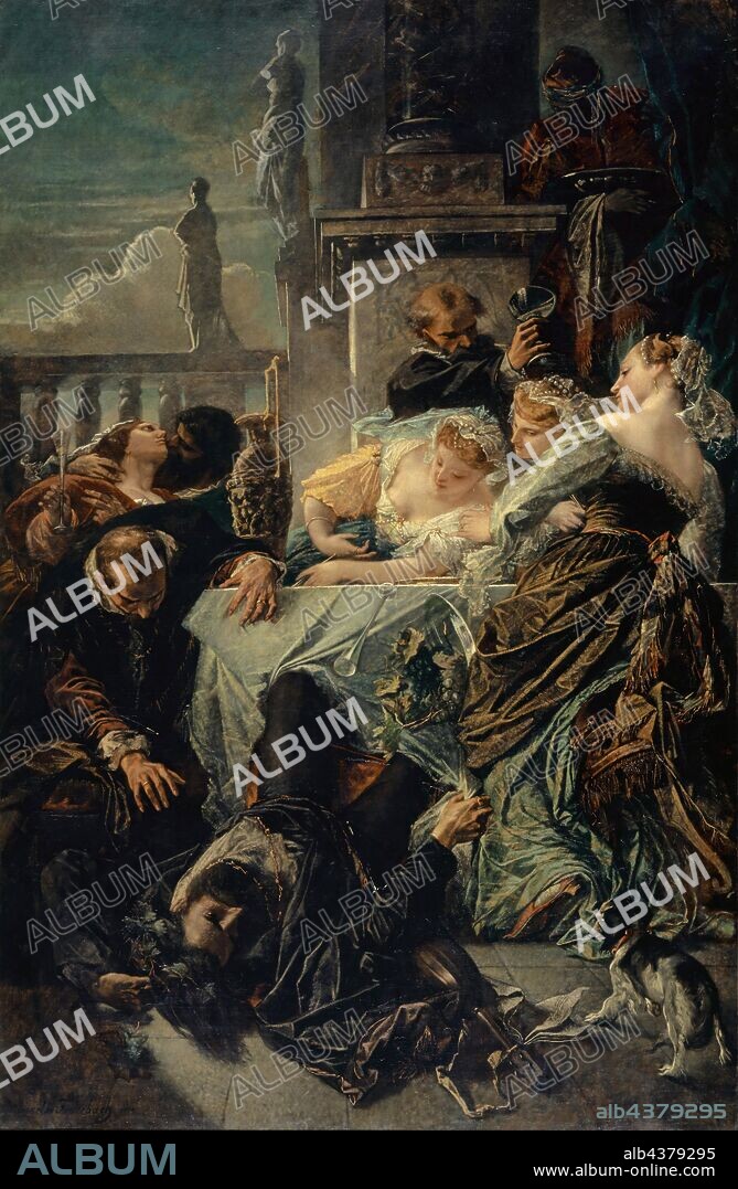 The Death of Pietro Aretino, 1854, oil on canvas, 267.5 x 176.5 cm, signed and dated lower left: Anselm Feuerbach., 1854, Anselm Feuerbach, Speyer 1829–1880 Venedig.