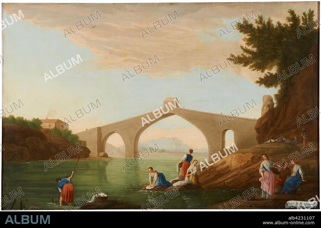 MARIANO RAMÓN SÁNCHEZ. Mariano Ramón Sánchez / 'Puente de Martorell'. 1787. Óleo sobre lienzo, 67 x 102 cm.