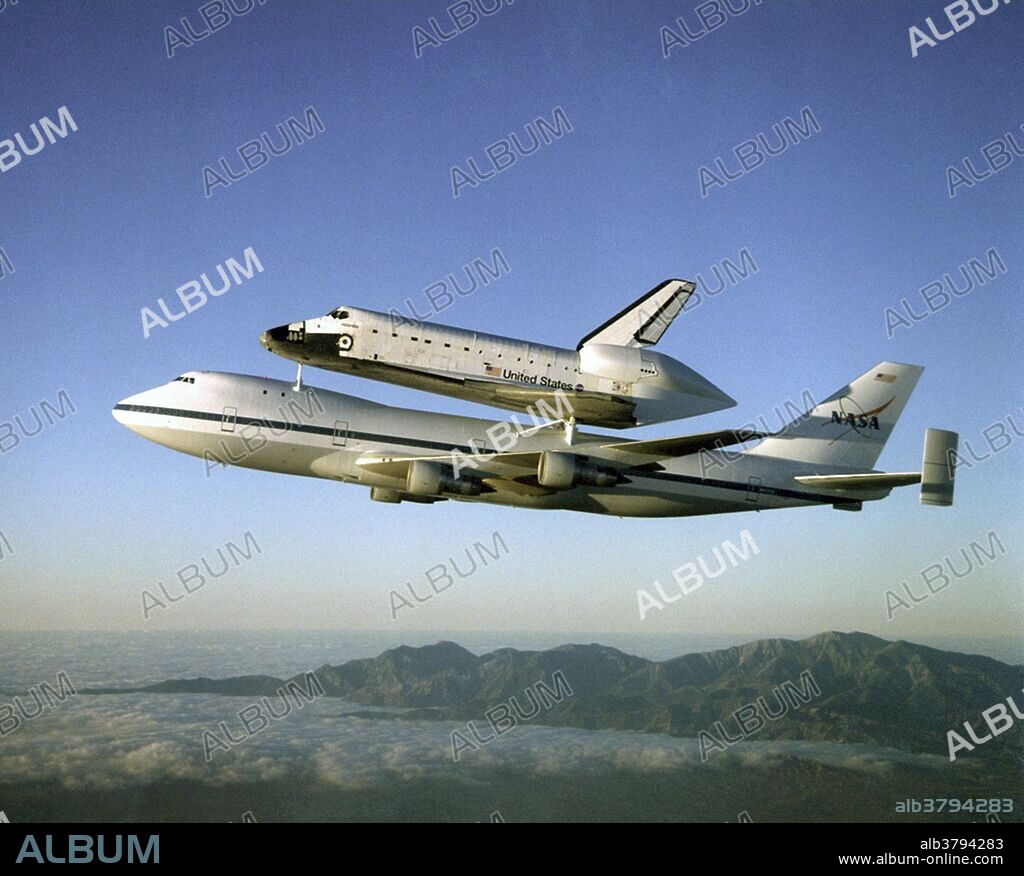 NASA operates two commercial Boeing 747 airplanes modified to carry a space shuttle on their backs. Designated officially as Shuttle Carrier Aircraft or SCA, NASA bolstered the commercial 747s with struts, stabilizers and electronic monitors. Pictured above, the space shuttle Atlantis is shown being ferried to NASA Kennedy Space Center in Florida in September 1998.