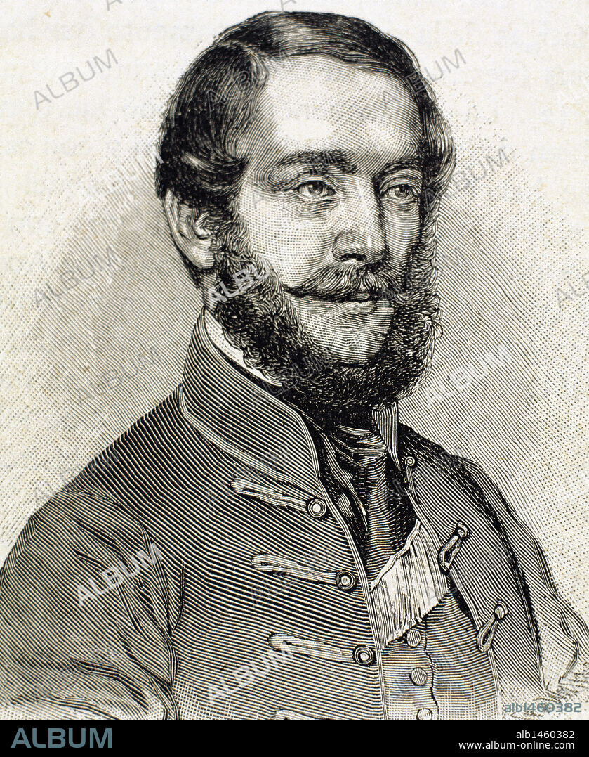KOSSUTH, Lajos (1802-1894). Político húngaro. Ministro de Finanzas del Gobierno húngaro formado tras la revolución de marzo de 1848. Presidente del Comité de Defensa (octubre 1848). Grabado.