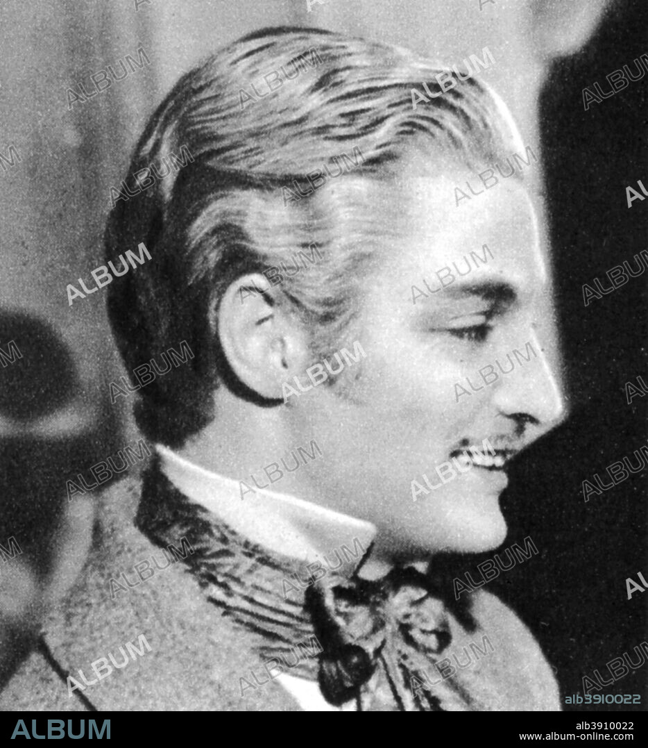 Robert Donat, English actor, 1934-1935. Born Friedrich Robert Donath, Robert Donat made his film debut in 1932. He is best remembered for his performances in The Ghost Goes West (1935), The 39 Steps (1935) and Goodbye, Mr Chips (1939). He was awarded the Best Actor Oscar for the latter. A chronic asthmatic, he died not long after completing his last film, The Inn of the Sixth Happiness, in 1958. Taken from Meet the Film Stars, by Seton Margrave. (London, 1934-1935).