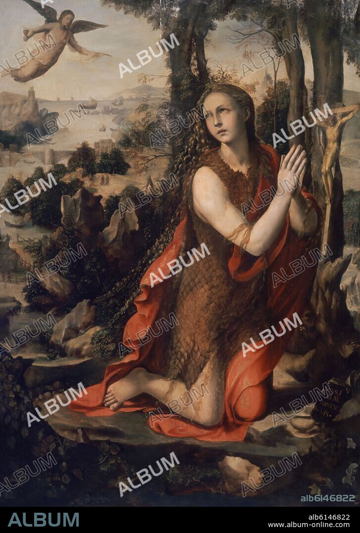 GIOVANNI ANTONIO BAZZI. MAGDALENA PENITENTE - 1530 - OLEO/LIENZO - 99x129 cm - MANIERISMO ITALIANO.