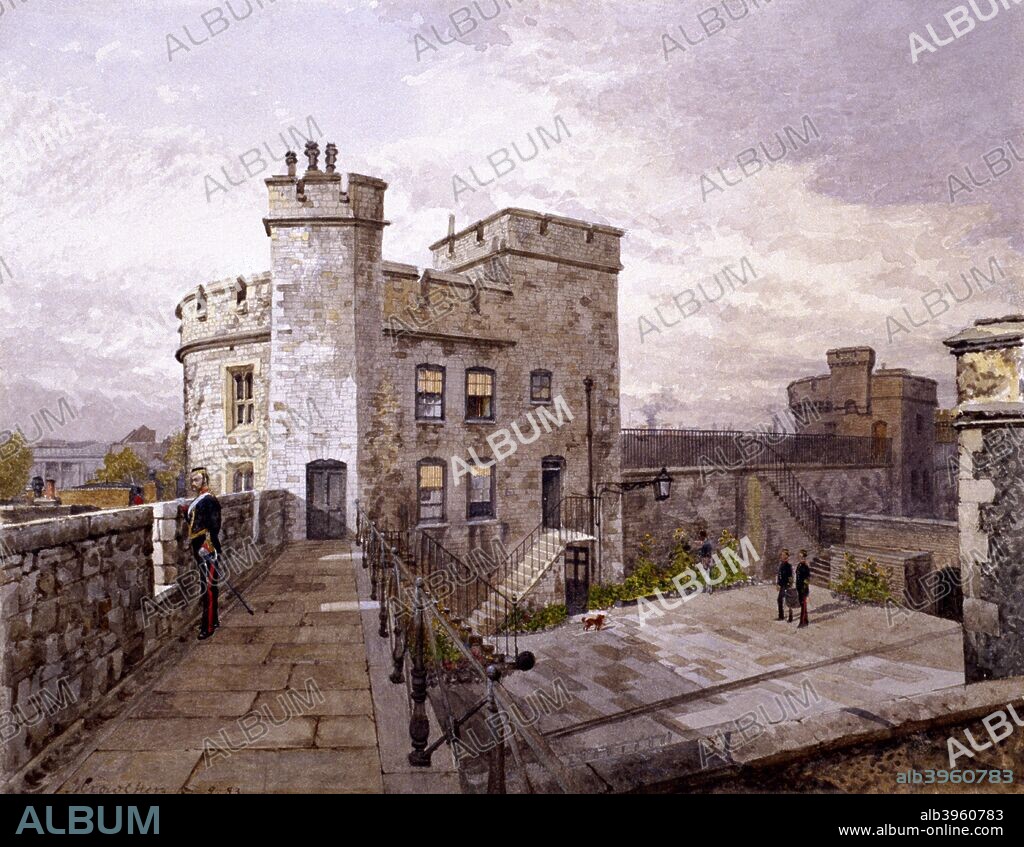 View of Devereux Tower, Tower of London, London, 1883; with figures in military clothing.