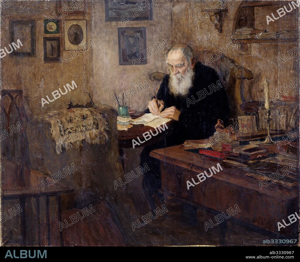 ALEXANDER VIKTOROVICH MORAVOV. Portrait of the author Count Lev Nikolayevich Tolstoy (1828-1910).