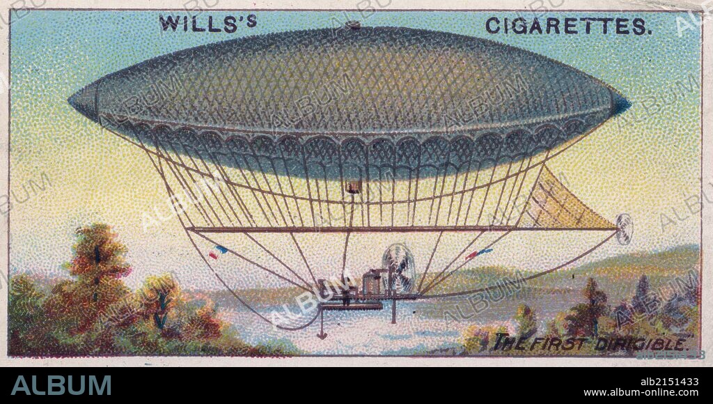 Aviation, 1910: Henri Giffard's (1825-1882) dirigible, the first steerable asirship, 1852.  (Photo by: Universal History Archive/UIG via Getty Images).
