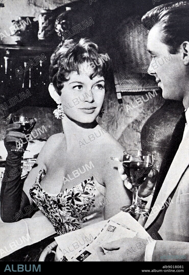 Film still from 'Doctor at Sea' starring Brigitte Bardot, Brenda de Banzie, Dirk Bogarde, and James Robertson Justice.