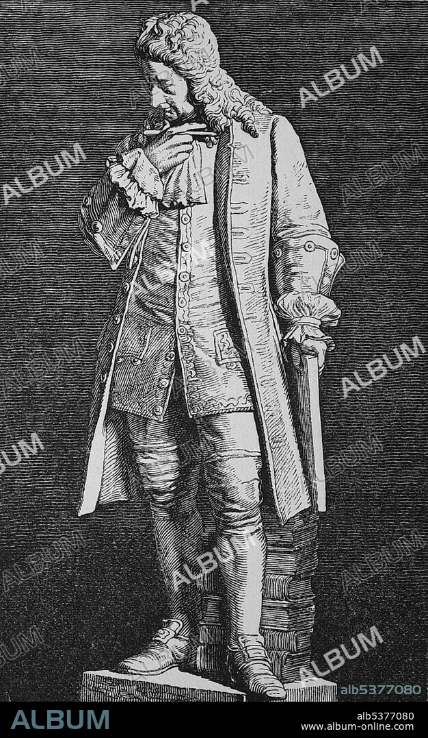 Gottfried Wilhelm Leibniz, 1646 - 1716, German scientist, woodcut from 1880.