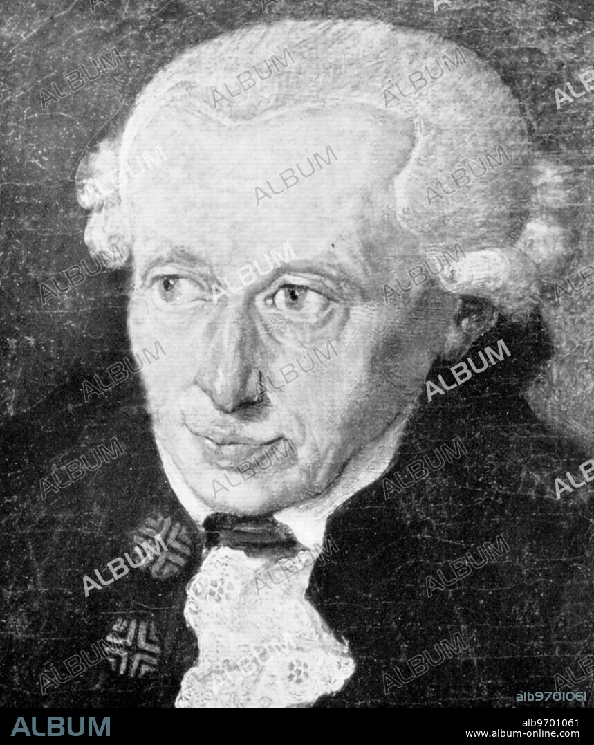 1001068 ( 1000 ) Immanuel Kant , deutscher Philosoph , geboren am 22. 4. 1724 in Königsberg ( heute Kaliningrad ) , gestorben am 12. 2. 1804 in Königsberg , Portrait , Gemälde von Dobler ( 1791 ) . Stichworte : Person , Mann , männlich , maennlich , Persönlichkeitsrechte werden nicht vertreten , Kunsturheberrechte werden nicht vertreten. Jede Nutzung ist anzuzeigen und abzurechnen mit " Historisches Auge Ralf Feltz ", Radenwisch 45, 22457 Hamburg, Deutschland, Tel./Fax : 040-5592530.. Immanuel Kant , german philisopher , 1724 - 1804 , portrait , painting by Dobler ( 1791 ) , no rights of personality, no rights of art .