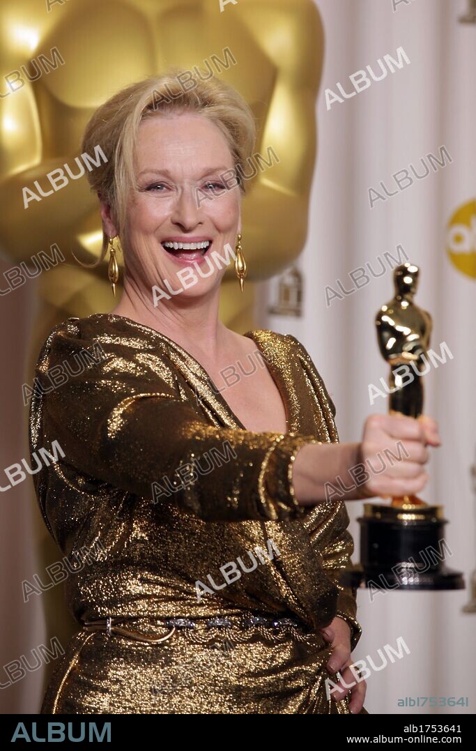 Feb. 26, 2012 - Hollywood, California, U.S. - MERYL STREEP with the Oscar statuette for Best Performance by an Actress in a Leading Role in 'The Iron Lady' backstage at the 84th Academy Awards, The Oscars, at the Hollywood & Highland Center. 26/02/2012