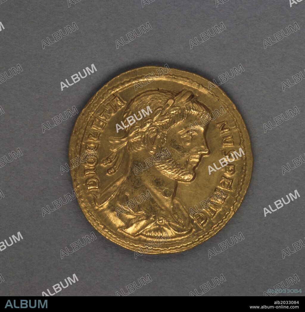Emperador romano Diocleciano 245-316 AD, Aureo, moneda de oro 284-194 AD.