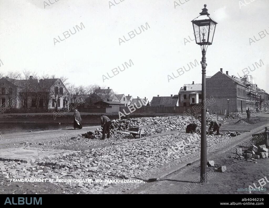 A new road being built, Landskrona, Sweden, 1900. This picture was photographed by Borg Mesch (1869-1956) who had a studio at Landskrona until 1899, when he moved to Kiruna, Lapland. He is known as one of the first documentary photogaphers in Sweden. From the Landskrona Museum Collection.