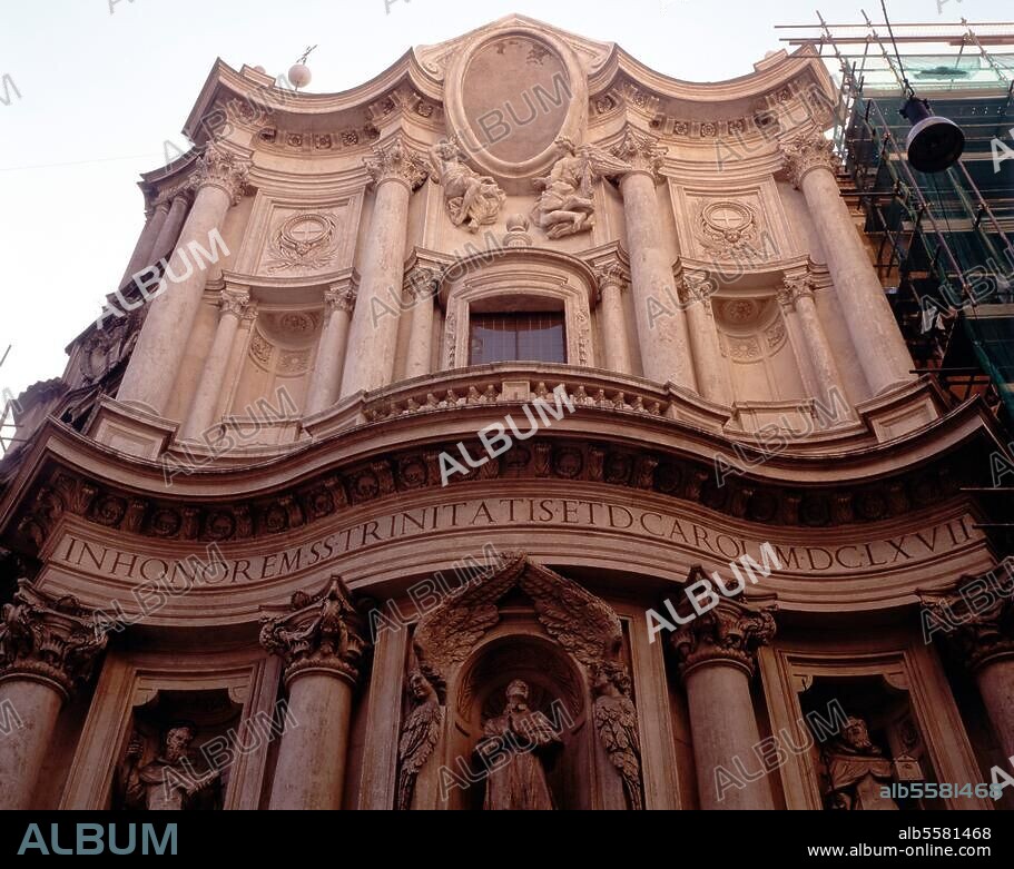 Rom - Roma (Italien), S. Carlo alle Quattro Fontane. (Francesco Borromini, Kirche 1638-1641, Fassade 1665-1668). - Außenansicht: Fassade. Foto, undat. (Achim Bednorz).