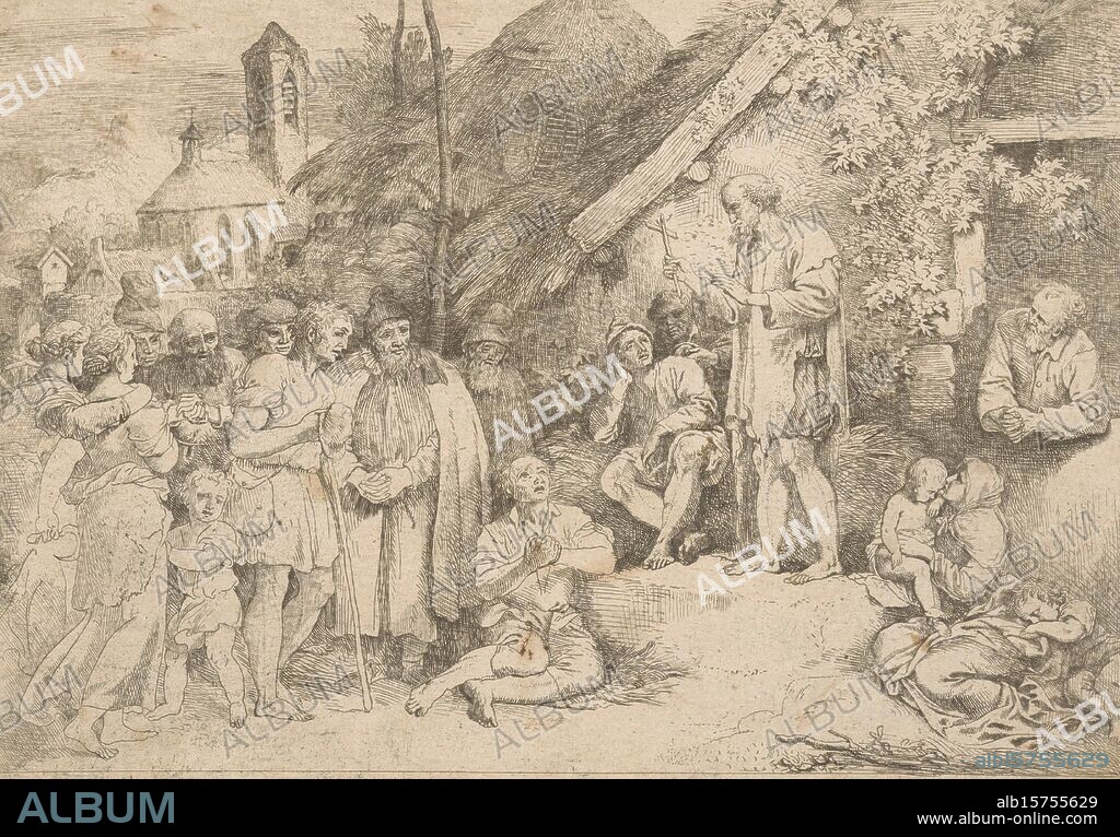 Saint James preaches, print, print maker: Christian Wilhelm Ernst Dietrich, Germany, (possibly), 1722 - 1774, paper, etching, height, 184 mm × width, 264 mm.