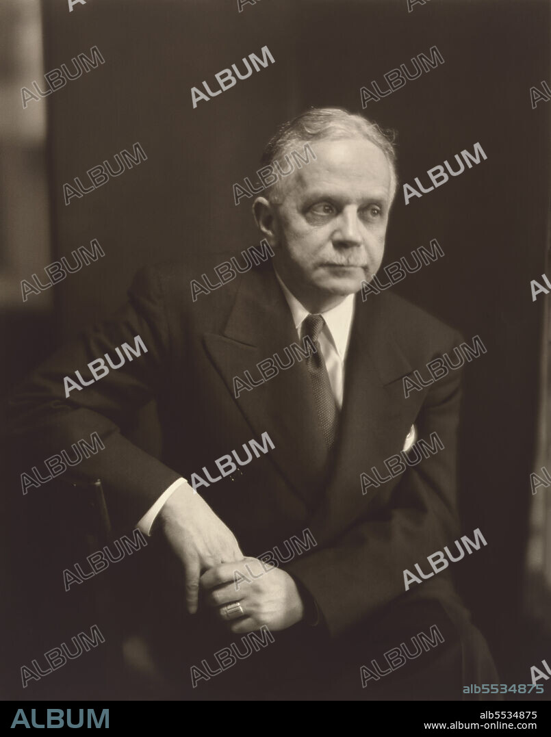 Walter Francis White (1893-1955),  African-American (mixed-race) Civil Rights Activist who led the National Association for the Advancement of Colored People (NAACP) 1929–1955, seated Portrait, Clara Sipprell, 1950.