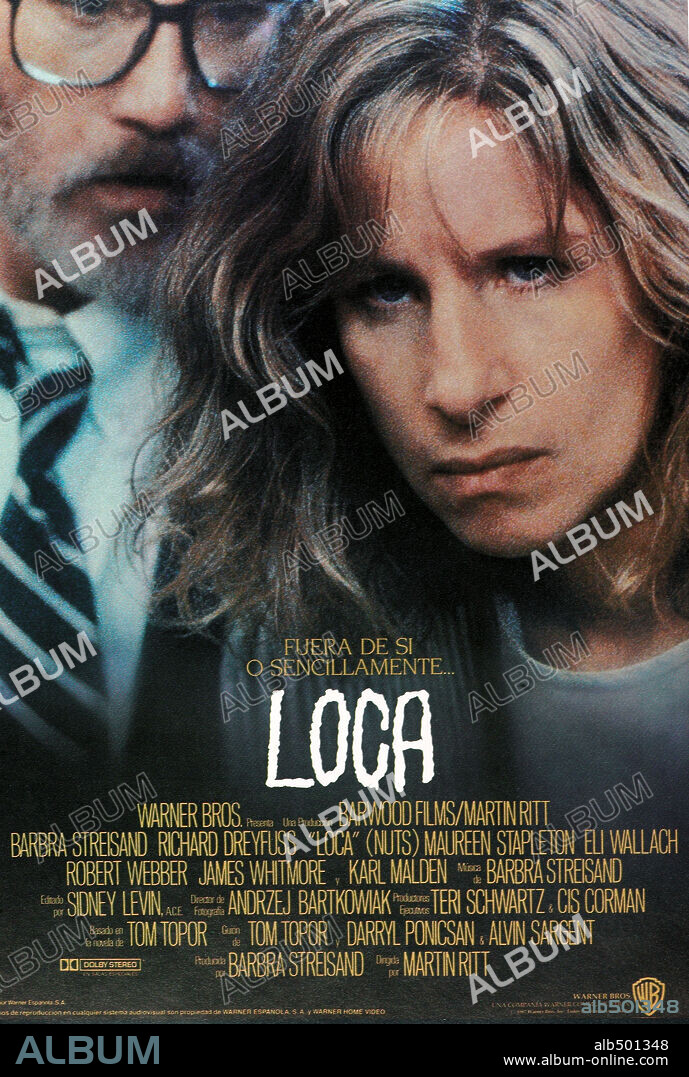 Poster de LOCA, 1987 (NUTS), dirigida por MARTIN RITT. Copyright WARNER BROTHERS.