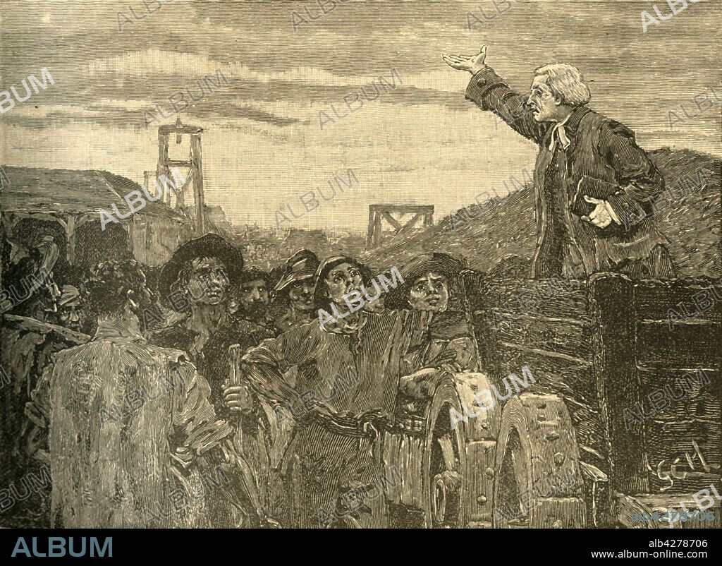 Rowland Hill preaching to the colliers of Kingswood, Bristol, c1772 (c1890). From "Cassell's History of England - Special Edition, Vol. V." [Cassell and Company, Limited, London, Paris, New York & Melbourne, c1890].