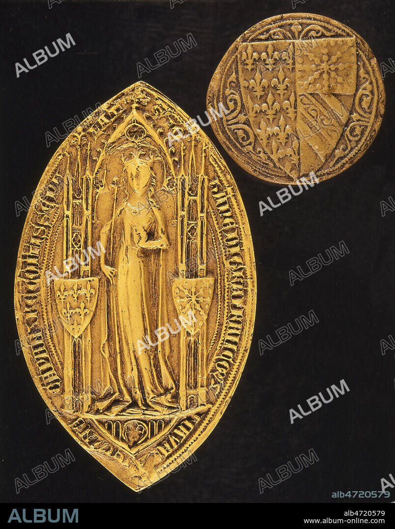 Sceau de JEANNE DE NAVARRE (1271-1305) femme de Philippe IV le Bel , conserve aux Archives Nationales. (13e, 13eme, XIIIe s.) Credit : Collection JEAN VIGNE / KHARBINE-TAPABOR.