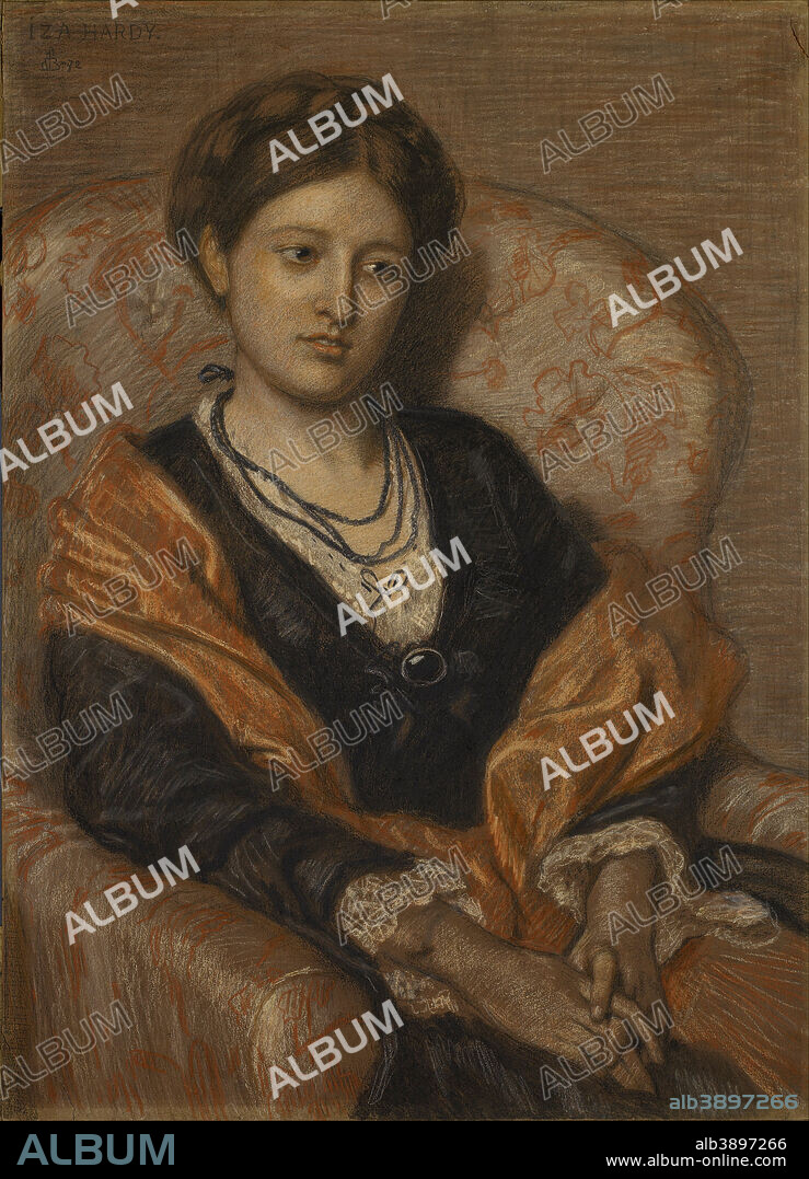 FORD MADOX BROWN. Portrait of Miss Iza Duffus Hardy. Date/Period: 1872. Pastel and coloured chalks on brown paper. Width: 556 mm. Height: 771 mm.