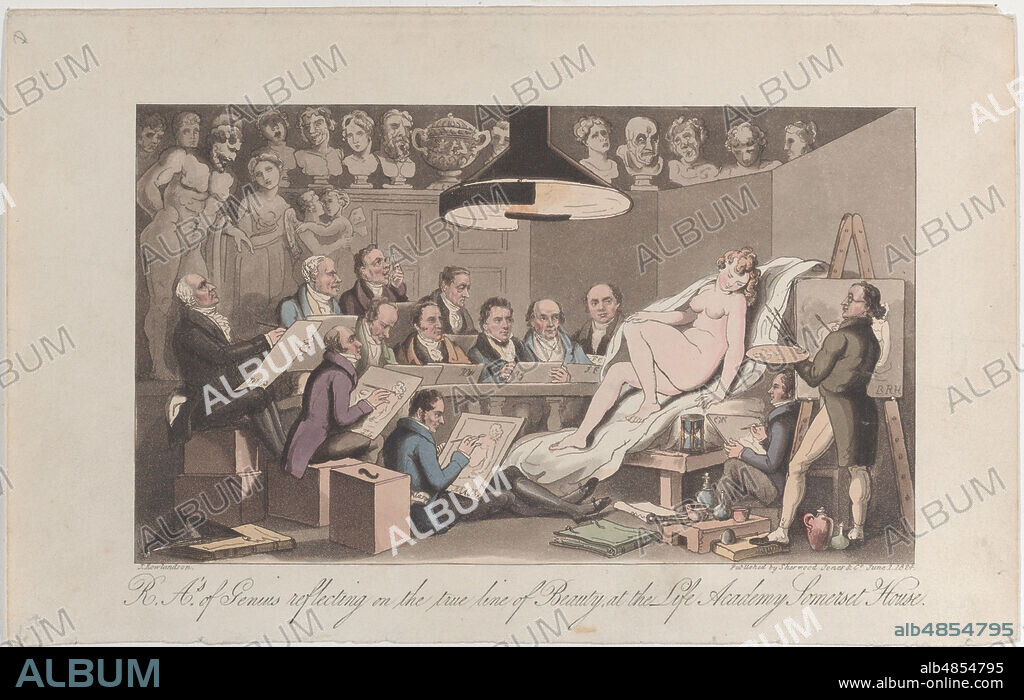 R.A.'s of Genius Reflecting on the True Line of Beauty, at the Life Academy Somerset House, June 1, 1824.