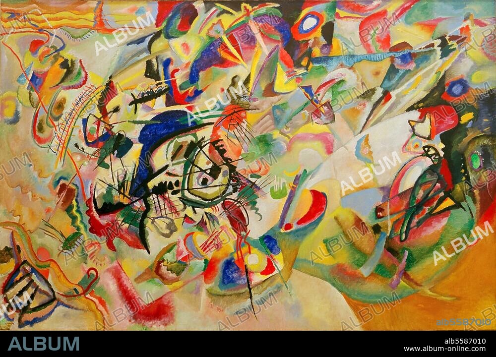 WASSILY KANDINSKY. Kandinsky, Wassily. 1866-1944. "Komposition VII", 25.-28. November 1913. Öl und Tempera auf Leinwand, 200 × 300 cm. Moskau, Staatliche Tretjakow-Galerie.