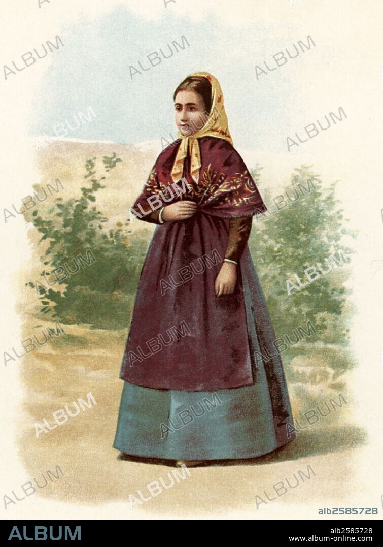 MANUEL MORENO RODRÍGUEZ. Tipos españoles. Catalana de Lleida con traje típico. Madrid, años 1880.
