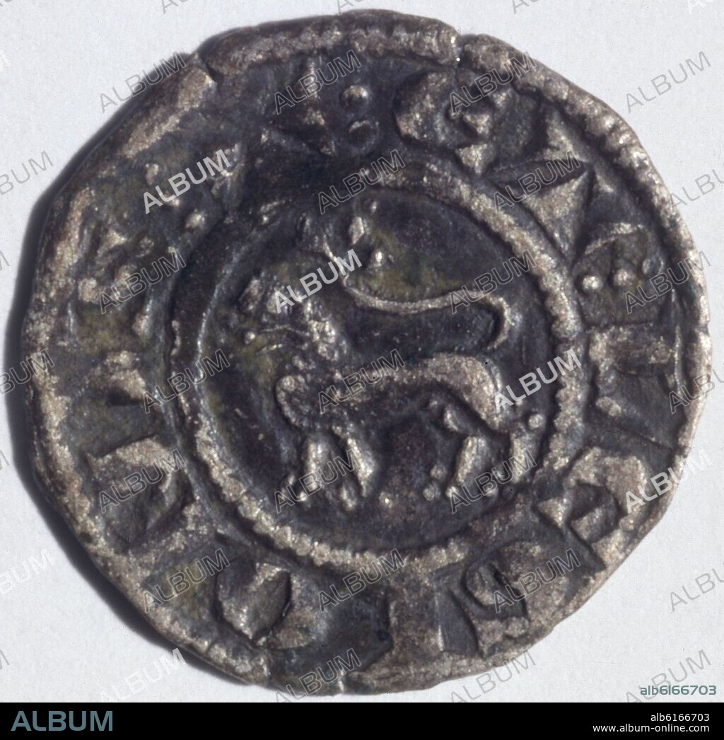 MONEDA EPOCA FERNANDO IV-ANVERSO-1 DINERO-AÑO 1285-1312.