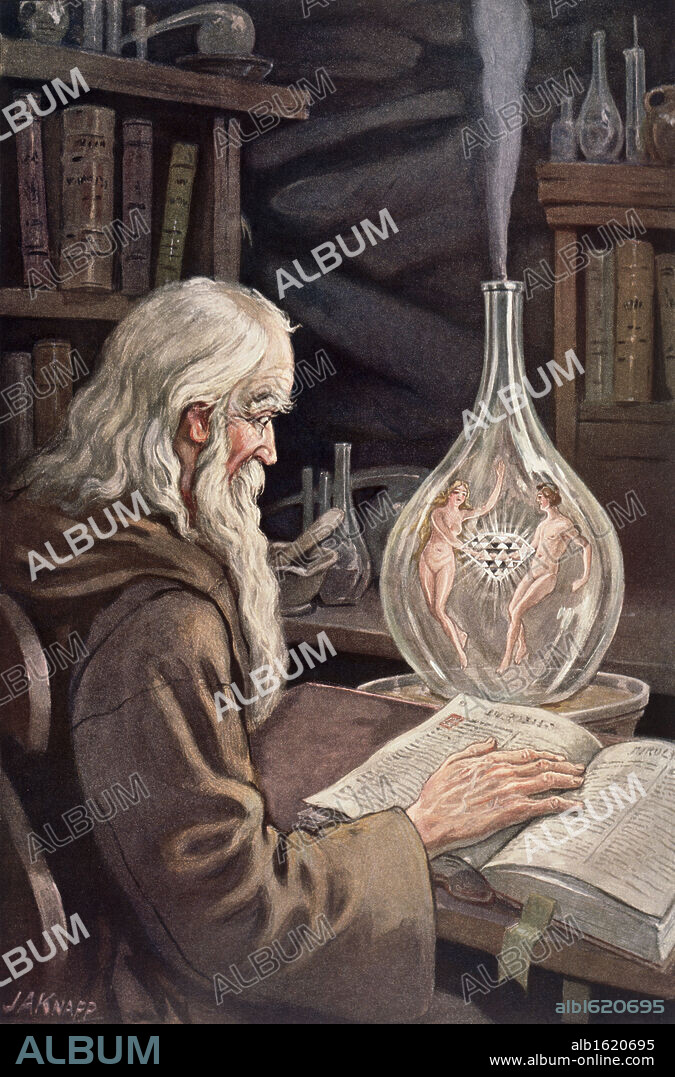 Illustration from Rosicrucian Symbolical Philosophy depicting Consummation of The Magnum Opus, by J. August Knapp, 1928.