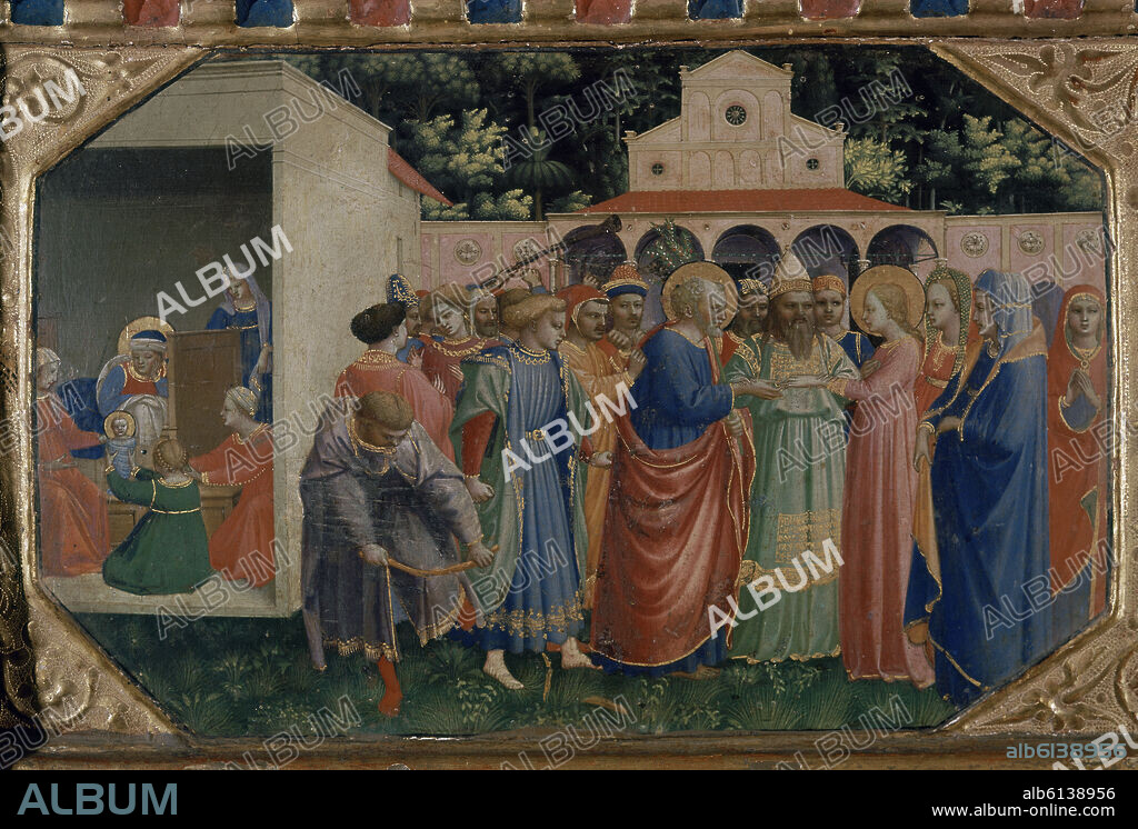 GUIDO DI PIETRO (1400/1455) FRA ANGELICO O FRAY AN. LA ANUNCIACION - DET DE LA PREDELA: DESPOSORIOS DE LA VIRGEN - HACIA 1426 - TEMPERA/TABLA - ESCUELA ITALIANA - NP 15 - Conj 6994.