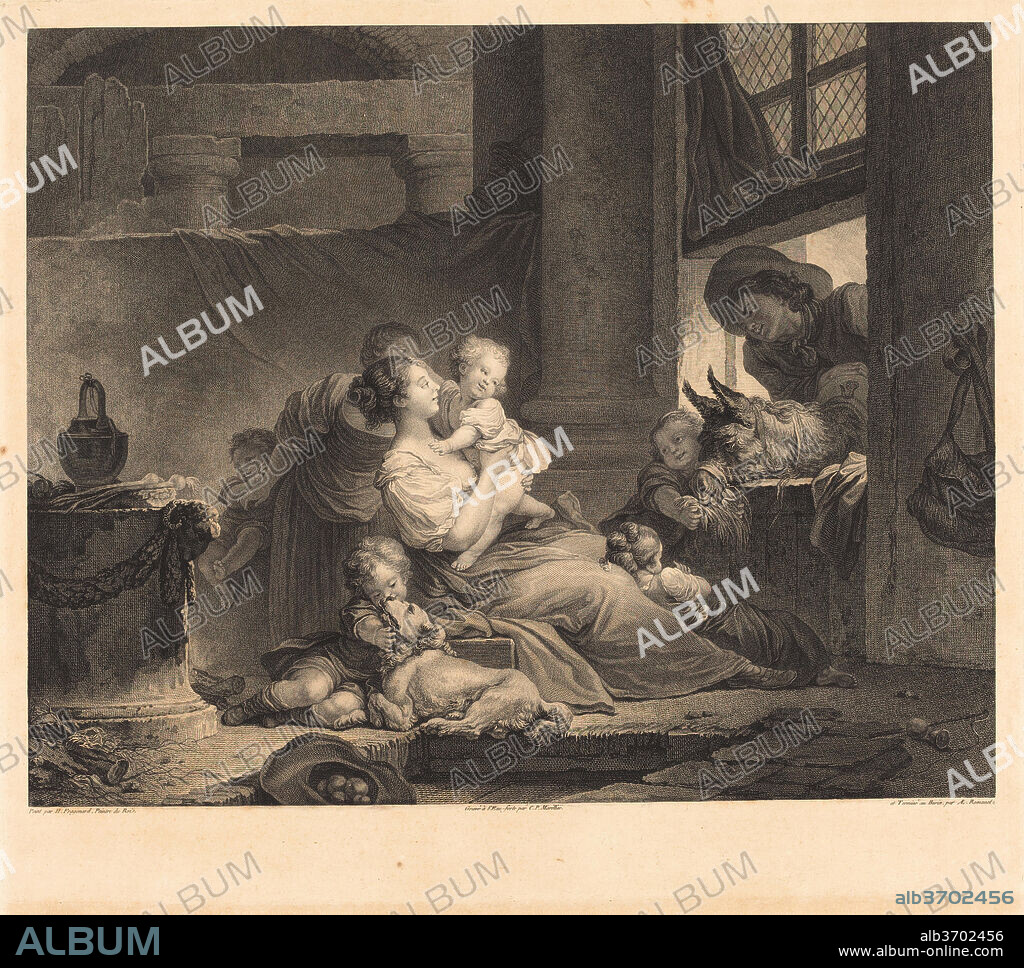 CLÉMENT-PIERRE MARILLIER AND ANTOINE LOUIS ROMANET AFTER JEAN-HONORÉ FRAGONARD. La famille du fermier. Dated: 1791. Medium: etching and engraving.