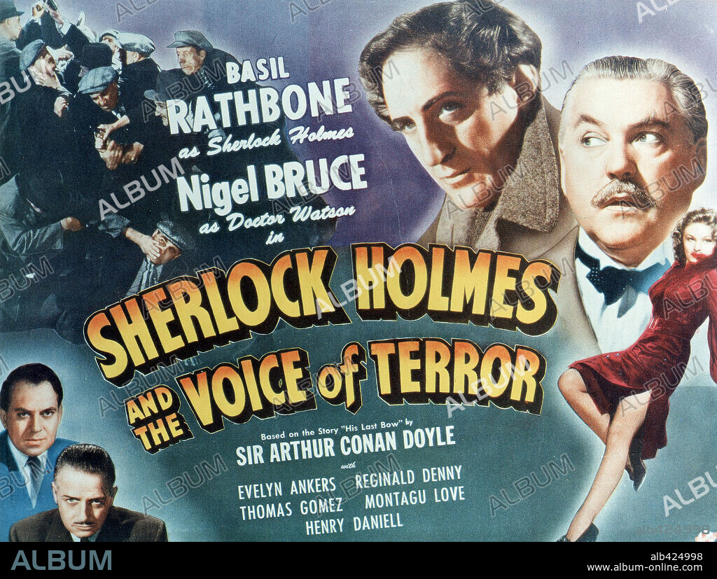 Poster of SHERLOCK HOLMES AND THE VOICE OF TERROR, 1942, directed by JACK RAWLINS. Copyright UNIVERSAL PICTURES.