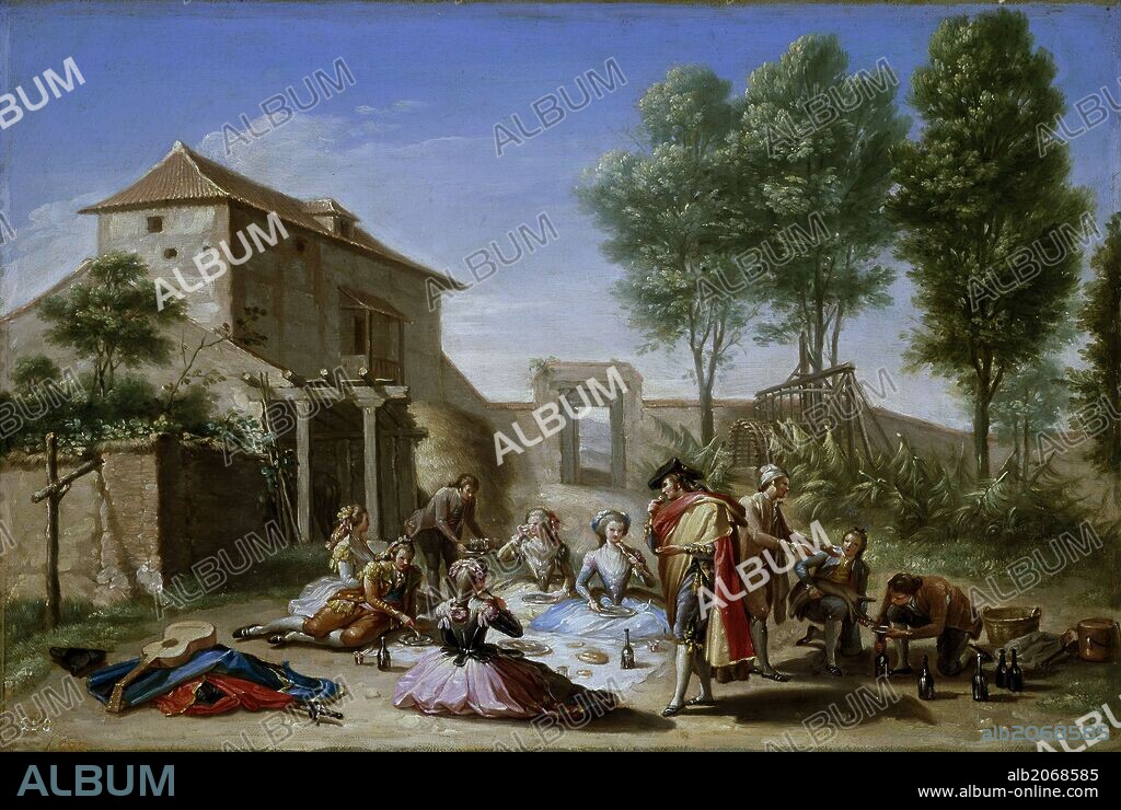 FRANCISCO BAYEU Y SUBIAS. Francisco Bayeu y Subías / 'Merienda en el campo', 1784, Escuela Española, Óleo sobre Lienzo, 37 cm x 56 cm, P00607.
