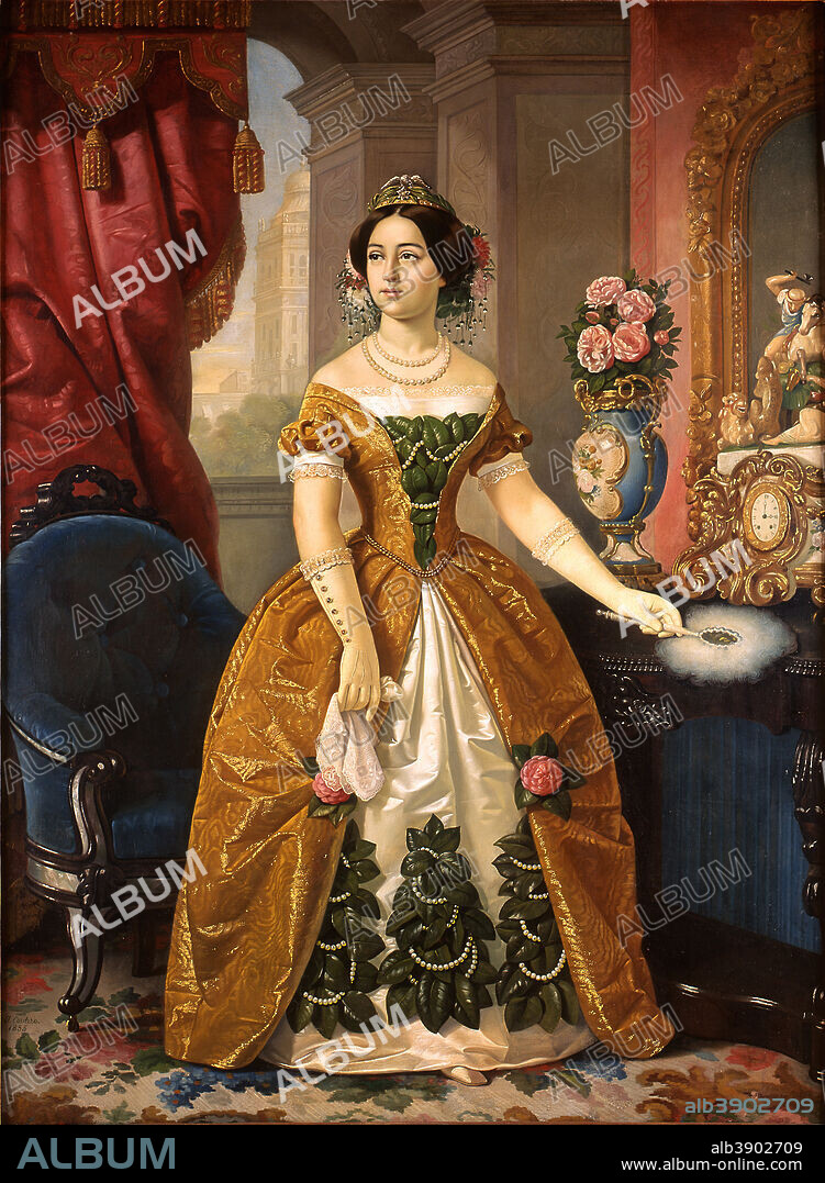 JUAN CORDERO. Retrato de doña Dolores Tosta de Santa Anna Portrait of Doña Dolores Tosta de Santa Anna. Date/Period: 1855. Painting. Oil on canvas Oil on canvas. Height: 2,100 mm (82.67 in); Width: 1,543 mm (60.74 in).