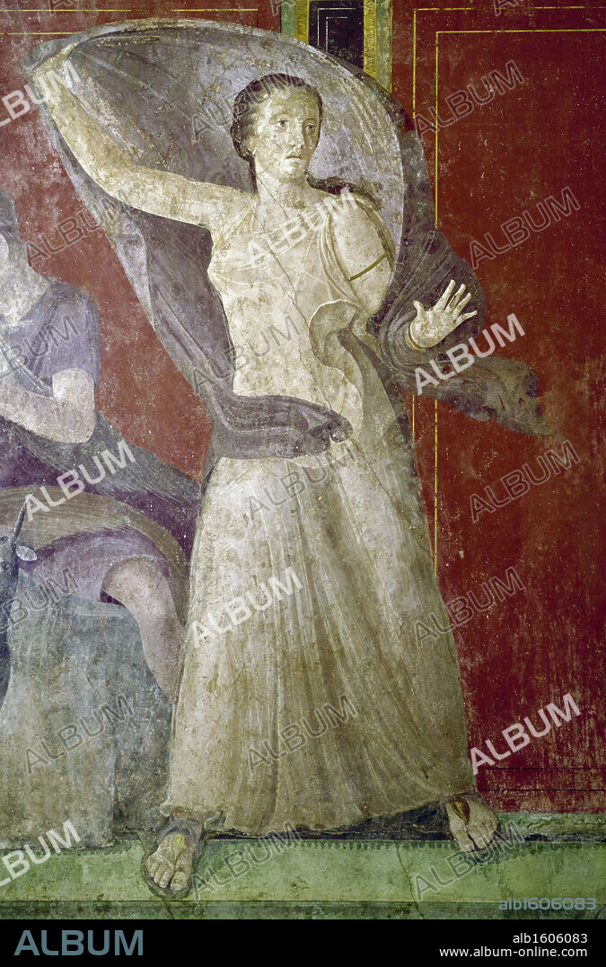 Italy, Pompeii, Villa of the Mysteries #11, fresco, circa 60-50 B.C., Roman Art.