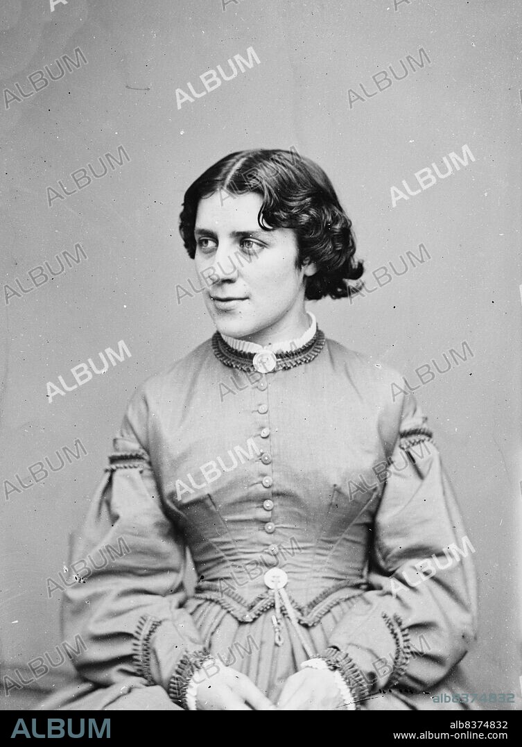 Anna E. Dickinson, between 1855 and 1865. [Anna Elizabeth Dickinson: American abolitionist, advocate for women's rights and temperance. First woman to give a political address before the US Congress].