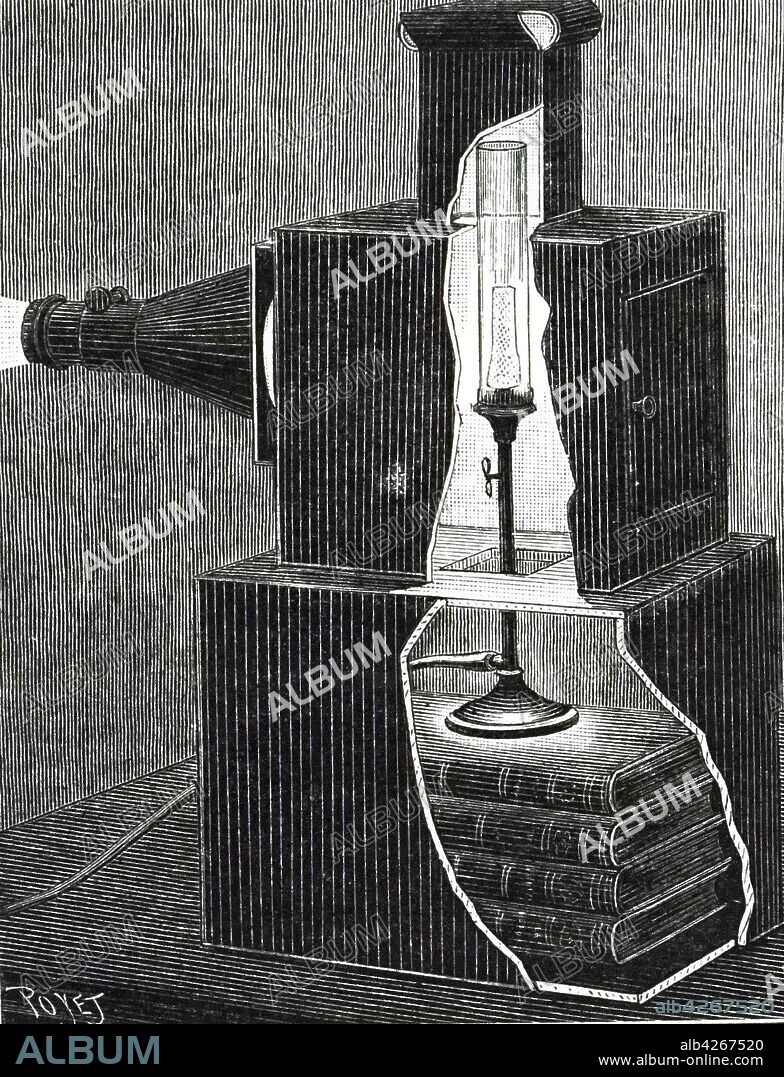 Welsbach s gas lamp being used in a projector. Album alb4267520