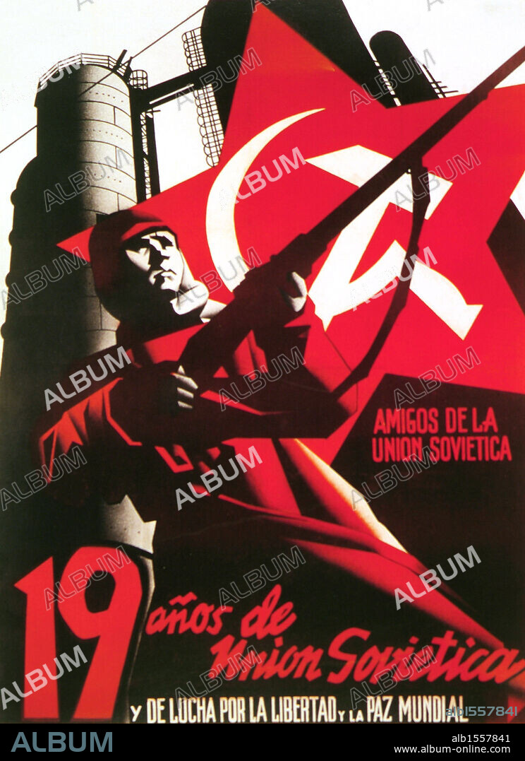 CARTEL propagandístico de los "19 AÑOS DE LA UNION SOVIETICA". Año 1939.