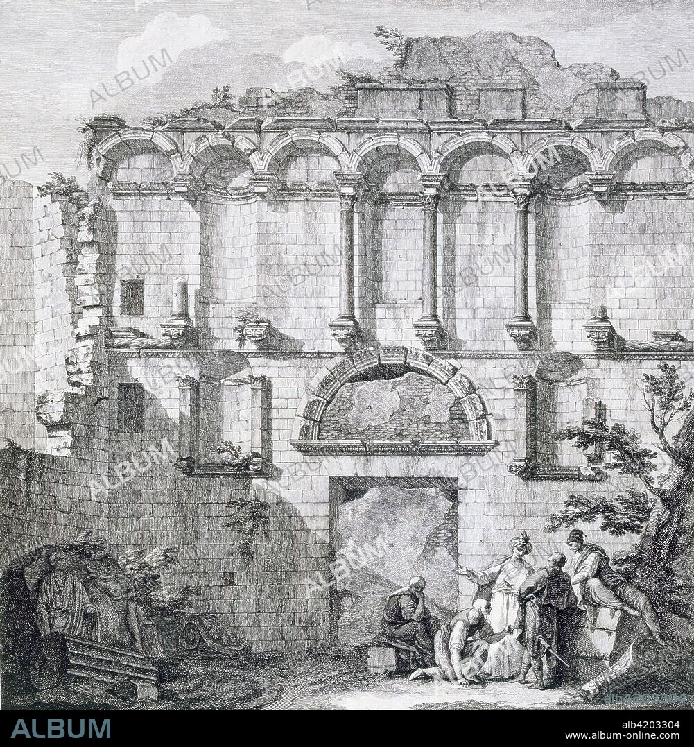 The Porta Aurea, from 'Ruins of the Palace of Emperor Diocletian at Spalatro in Dalmatia', pub. 1764 (engraving).