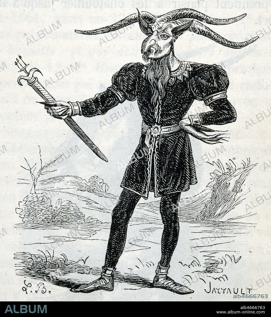 LEONARD. Demon des 1er ordres, grand maitre du sabbat appele 'le grand negre'. Illustration de 1863 par L. BRETON (19 s.) pour Le Dictionnaire infernal de J. COLLIN DE PLANCY. Credit : Coll. Jonas/KHARBINE-TAPABOR.