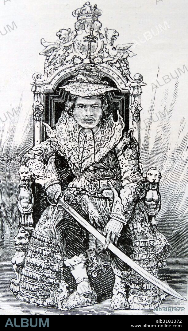 Portrait of King Thibaw Min (1859-1916) the last king of the Konbaung Dynasty of Burma (Myanmar) and also the last in Burmese history. Dated 19th Century.