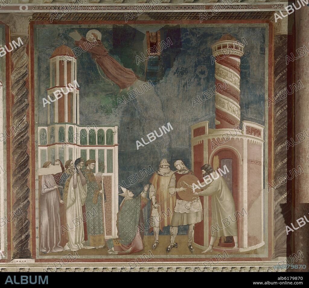 GIOTTO DE BONDONE (1266-1337). HISTORIA DE SAN FRANCISCO - LIBERACION DEL HEREJE PIETRO DE ASIS - 1297/1300 - FRESCO - ESCUELA FLORENTINA.