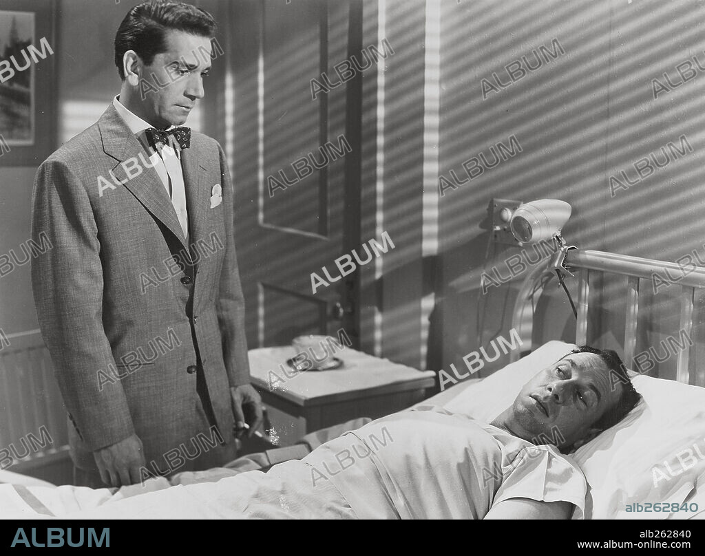 JOSE FERRER and RICHARD CONTE in WHIRLPOOL, 1950, directed by OTTO PREMINGER. Copyright 20TH CENTURY FOX.