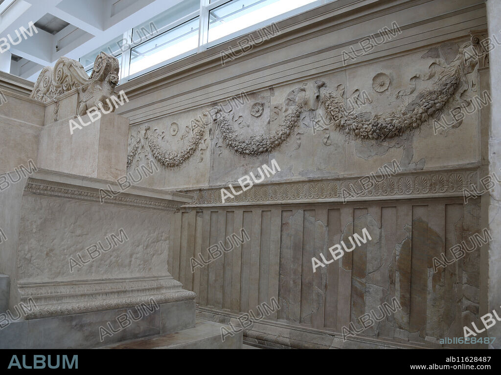 Italy. Rome. Ara Pacis Augustae. Altar dedicated to Pax, the Roman goddess of Peace. 13-9 BC. to celebrate peace established by Augustus. Inside.