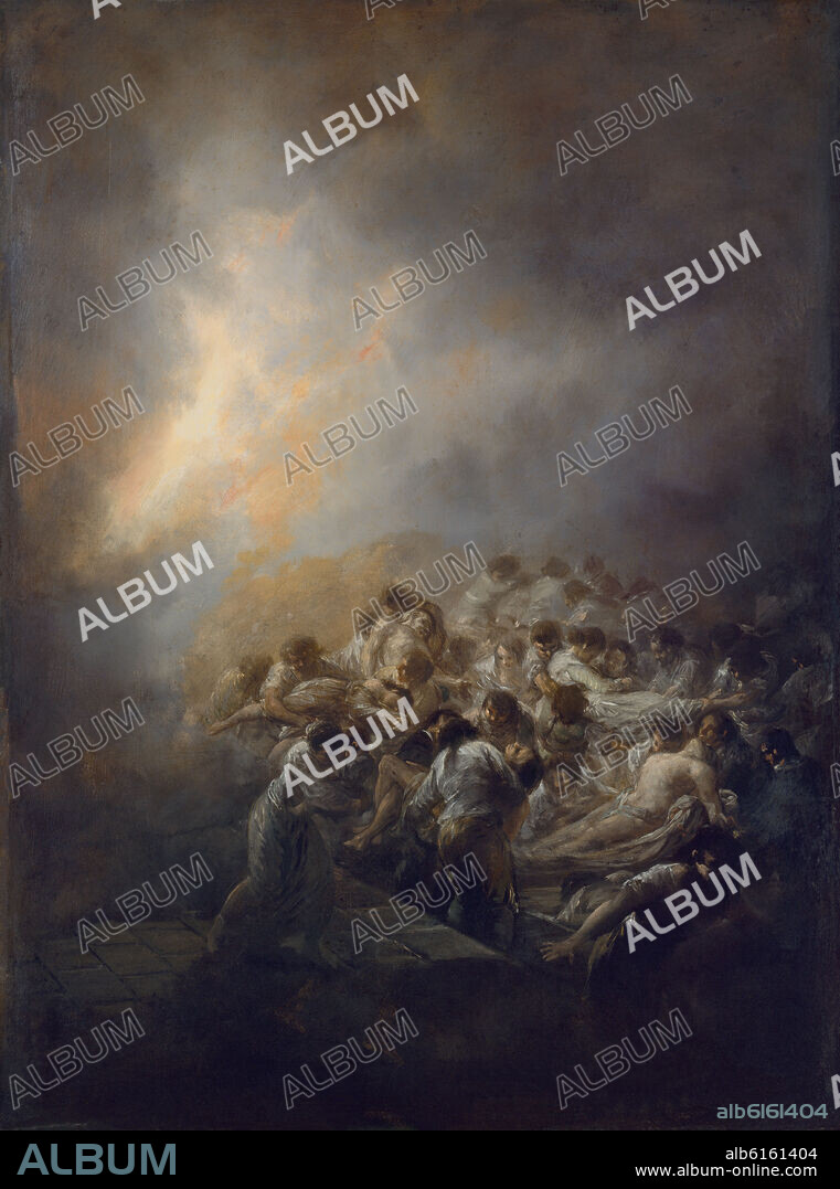 FRANCISCO DE GOYA. EL INCENDIO - 1793 - OLEO SOBRE CINC - 432 x 32 cm.